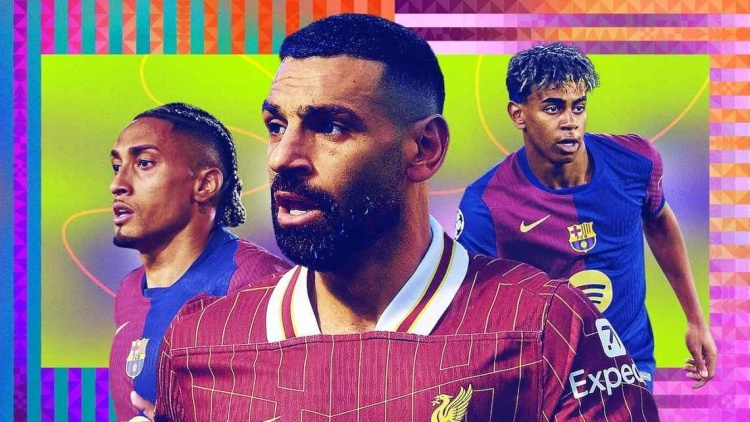 ESPN年度20大邊鋒：薩拉赫最佳，亞馬爾第2，梅西第8&杜埃第14