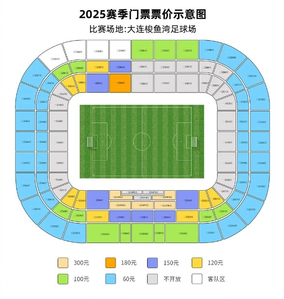 大連英博vs梅州客家票務(wù)公告：明天14點(diǎn)開票，票價60元-300元