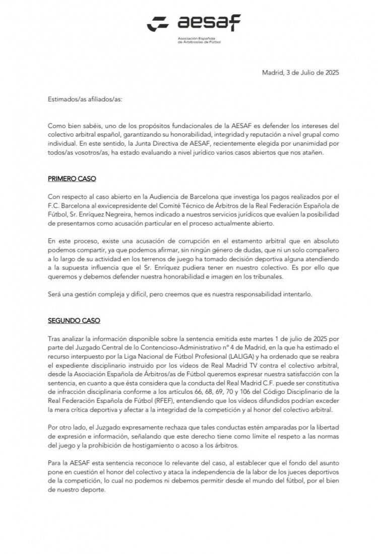 西裁判協(xié)會(huì)官方：將介入內(nèi)格雷拉案辯護(hù)；滿意法院對(duì)皇馬TV的判決